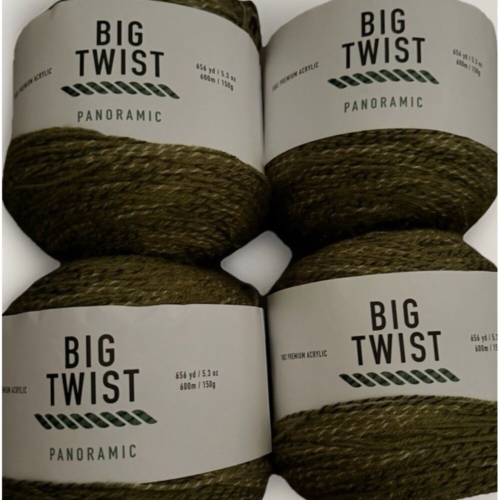 Lot Of  4 Big Twist Panoramic Yarn Fine Acrylic 656yd 5.3oz Olive Green